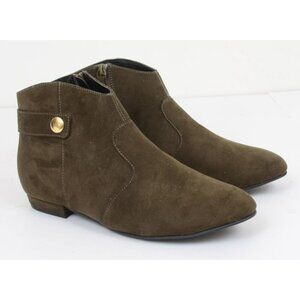 Sole Diva Green Suede Ankle Flat Bootie Women's Boots Size 9 Fairy Boho Whimsy